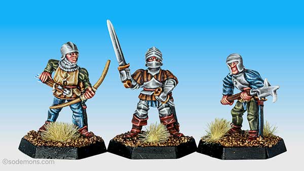 ADD40 Men at Arms with Bow, Sword & Bill