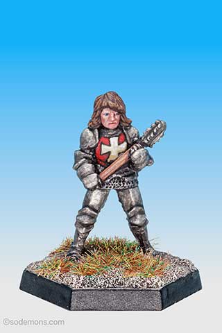 Armoured Female Cleric with 2 Handed Mace