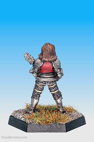 Armoured Female Cleric with 2 Handed Mace