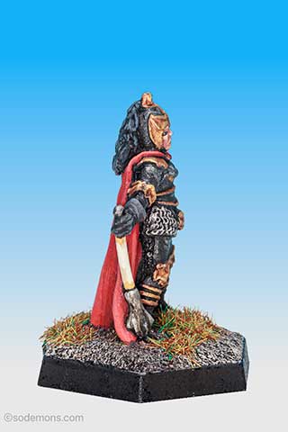 Armoured Female Cleric with Cloak and Mace