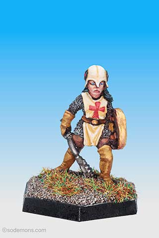 Armoured Female Cleric with Shield