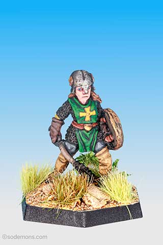 Armoured Female Cleric with Shield