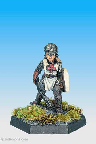 Armoured Female Cleric with Shield