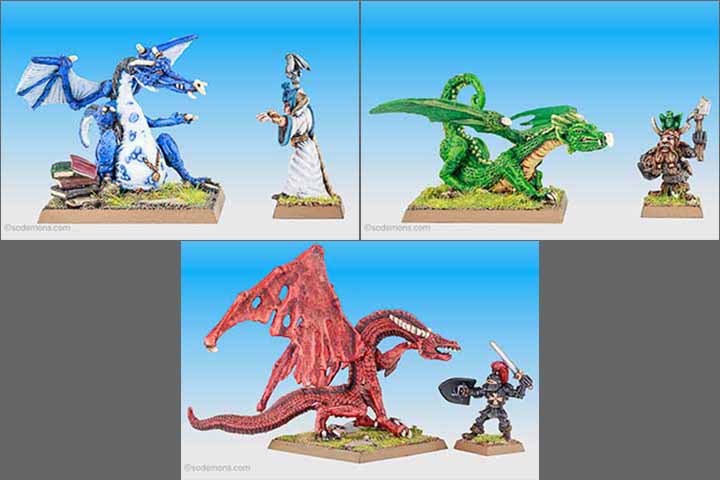 DRAG2,3,4 Green, Blue and Red Dragons